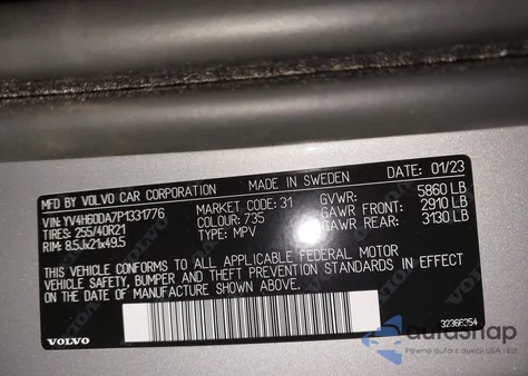 2023 Volvo Xc60 Recharge Plug-In Hybrid T8 Ultimate Bright Theme z USA, uszkodzony, nr VIN YV4H60DA7P1331776